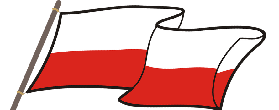 Grafika przedstawiająca flagę Polski - biało od góry, czerwono na dole